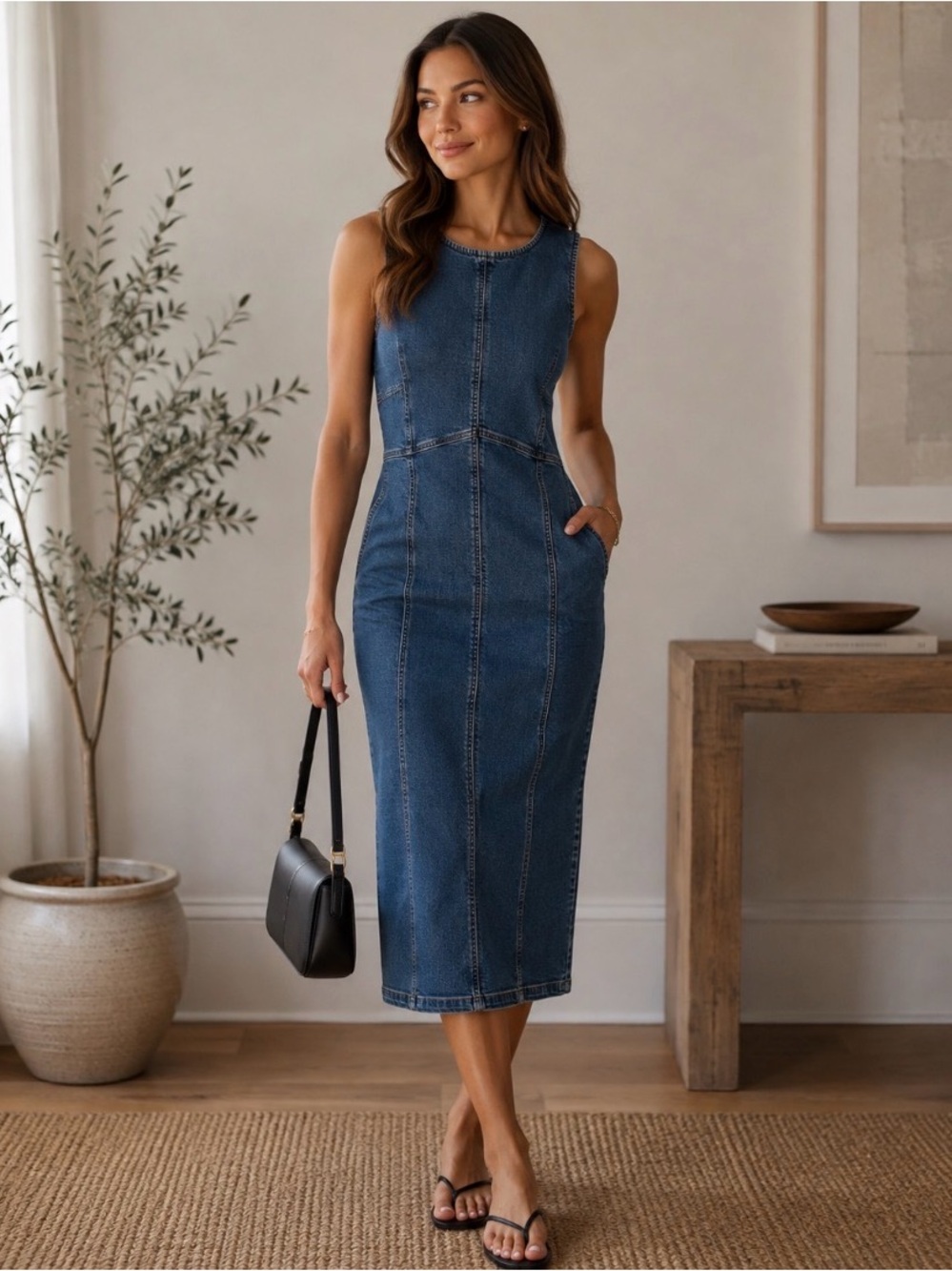 LOFT Sleeveless Denim Sheath Dress – Size 10 – Like New